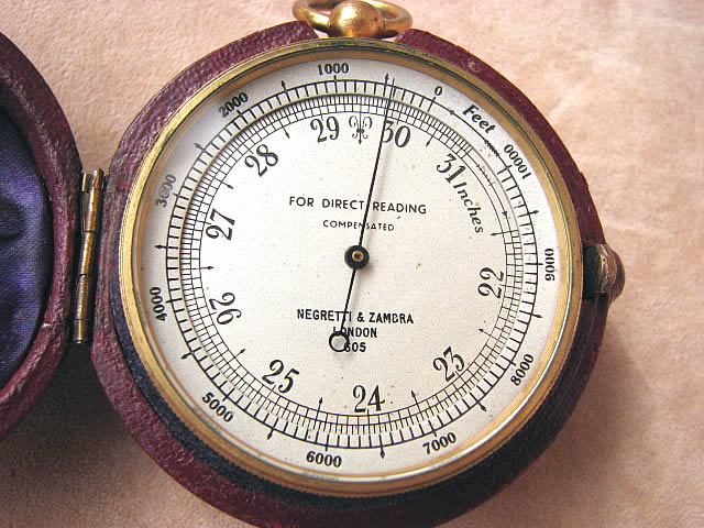 Close up view of barometer dial